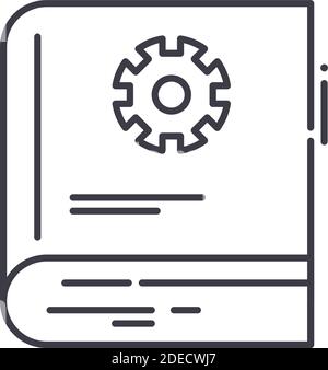 Icona della documentazione industriale, illustrazione isolata lineare, vettore a linee sottili, segno di disegno web, simbolo del concetto di contorno con tratto modificabile su bianco Illustrazione Vettoriale