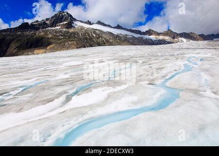 Geografia / viaggio, Svizzera, Alpi svizzere, Gaerstenhoerner (picco), 3288m, ghiacciaio Rhône, a Furka pa, Additional-Rights-Clearance-Info-not-available Foto Stock