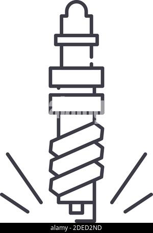 Icona di accensione, illustrazione lineare isolata, vettore di linea sottile, segno di disegno web, simbolo di concetto di contorno con tratto modificabile su sfondo bianco. Illustrazione Vettoriale