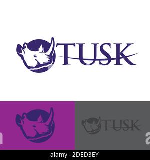 semplice viola moderno rhino logo vettore wilderness forza rhinoceros logo modello Illustrazione Vettoriale