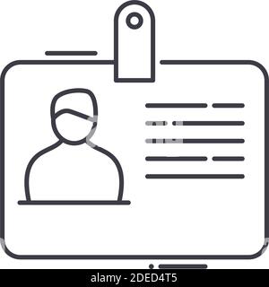 Icona della scheda corporate ID, illustrazione isolata lineare, vettore di linea sottile, segno di disegno di fotoricettore, simbolo di concetto di contorno con tratto modificabile su bianco Illustrazione Vettoriale