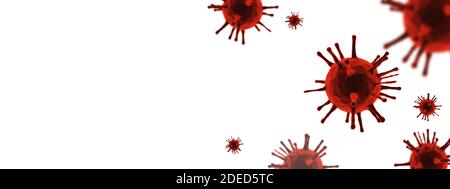 Influenza o HIV coronavirus galleggianti in una vista microscopica fluida. sfondo di rendering 3d Foto Stock