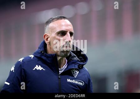 Franck Ribery di ACF Fiorentina si occupa dopo la serie DI UNA partita tra AC Milan e ACF Fiorentina. AC Milan vince 2-0 su ACF Fiorentina. Foto Stock