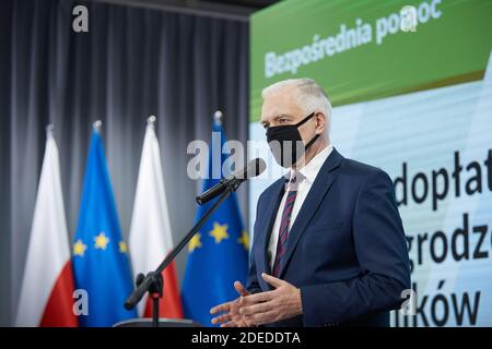 Varsavia, Mazoviano, Polonia. 30 novembre 2020. Conferenza stampa DEL Vice primo Ministro, Ministro dello sviluppo, del lavoro e della tecnologia JAROSLAW GOWIN.in la foto: JAROSLAW GOWIN Credit: Hubert Mathis/ZUMA Wire/Alamy Live News Foto Stock