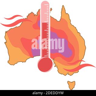 Condizione di onda di calore in Australia. Illustrazione piatta. Illustrazione Vettoriale