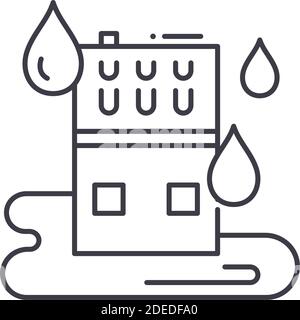 Icona dei rischi domestici, illustrazione lineare isolata, vettore di linea sottile, segno di disegno di fotoricettore, simbolo di concetto di contorno con tratto modificabile su sfondo bianco. Illustrazione Vettoriale