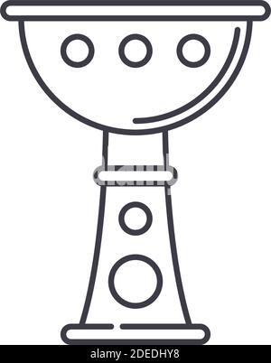 Icona della tazza Santa, illustrazione lineare isolata, vettore di linea sottile, segno di disegno di fotoricettore, simbolo di concetto di contorno con tratto modificabile su sfondo bianco. Illustrazione Vettoriale