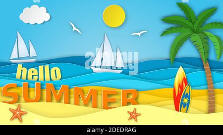 Ciao, sfondo estivo Illustrazione Vettoriale