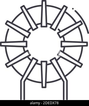 Icona induttore, illustrazione lineare isolata, vettore di linea sottile, segno di disegno web, simbolo di concetto di contorno con tratto modificabile su sfondo bianco. Illustrazione Vettoriale
