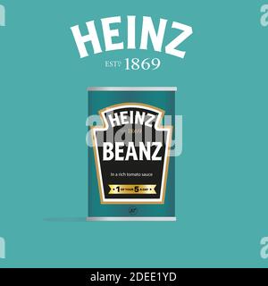 Heinz Beanz può illustrazione vettoriale (solo per uso editoriale) su sfondo verde chiaro Illustrazione Vettoriale