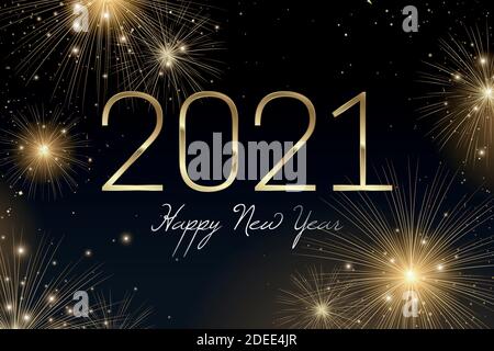 Banner felice anno nuovo, modello anno nuovo, fuochi d'artificio di felice banner anno nuovo Illustrazione Vettoriale