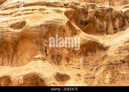 Arenaria Dettagli, struttura, colonne, rocce nelle montagne di Petra, Patrimonio dell'Umanità dell'UNESCO, Petra, Wadi Musa, Giordania Foto Stock