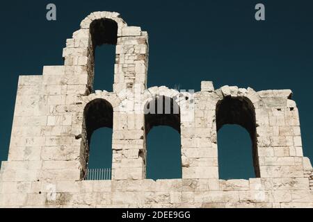 Dettaglio dall'Odeon di Erode Attico ad Atene, Grecia. Foto Stock