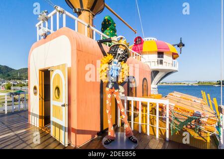 La Thousand Sunny Boat si diffuse nel manga monopezzo di Laguna Ten Bosch a Gamagori, Aichi, Giappone Foto Stock