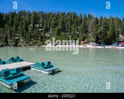 Porto turistico di Redfish Lake Lodge, Sawtooth National Recreation Area, Stanley, Idaho. Foto Stock