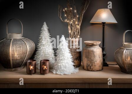 Accogliente arredamento di Natale, inverno e Capodanno. Foto Stock