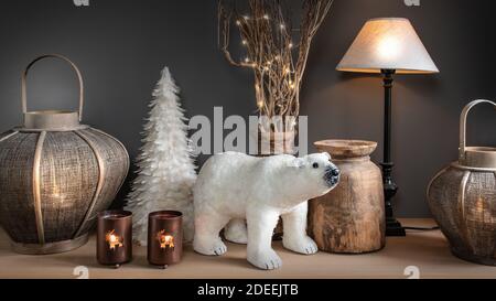 Christmas, New Year and winter home decor. Foto Stock