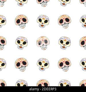 Sfondo senza cuciture calaveras, modello Day of the Dead Illustrazione Vettoriale