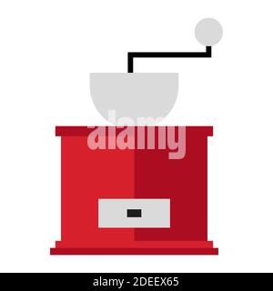 Macinacaffè manuale. Sembra classico. Può essere utilizzato in bar, ristoranti, T-shirt, opuscoli, poster o per altri scopi. Isolato su bianco b Illustrazione Vettoriale