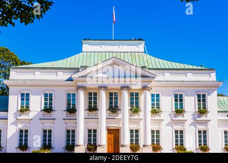 Belweder è un palazzo di Varsavia, vicino al Parco Lazienki. È una delle residenze ufficiali utilizzate dai presidenti polacchi. Varsavia, Polonia, Europa Foto Stock