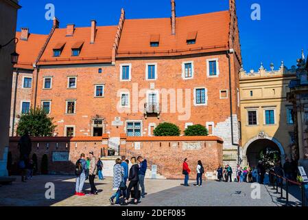 Edifici di dettaglio del complesso del Castello reale di Wawel. Cracovia, Contea di Kraków, Malopolskie Voivodato, Polonia, Europa Foto Stock