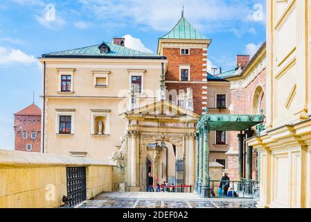 Il Castello di Wawel. Dettaglio, Cattedrale di Wawel. Cracovia, Contea di Kraków, Malopolskie Voivodato, Polonia, Europa Foto Stock