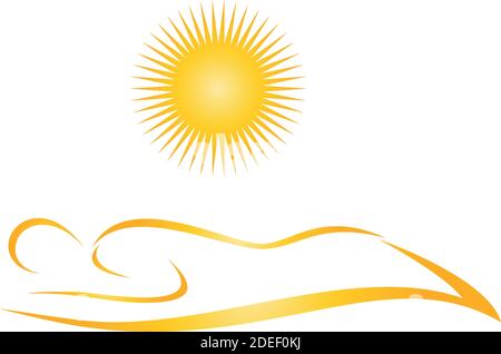 Persona e sole, salone abbronzatura, solarium, logo Illustrazione Vettoriale