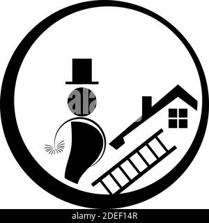 Spazzatura camino, uomo, persona, artigiano, logo Illustrazione Vettoriale