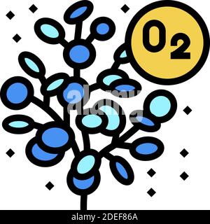 illustrazione vettoriale dell'icona del colore dell'ossigeno che rilascia l'impianto Illustrazione Vettoriale
