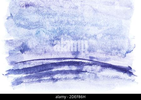 Violetto paesaggio astratto. Sfondo acquerello. Illustrazione disegnata a mano Foto Stock