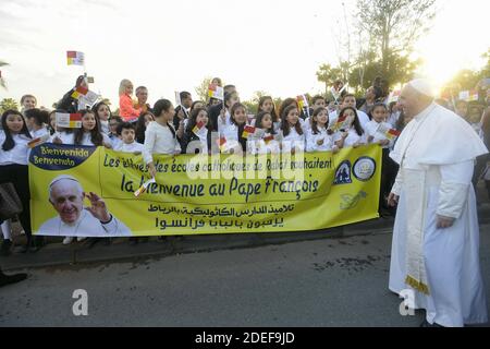 Papa Francesco arriva alla Nunziatura di Rabat, Marocco, il 30 marzo 2019. Papa Francesco è in Marocco per un viaggio di due giorni. Foto di ABACAPRESS.COM Foto Stock