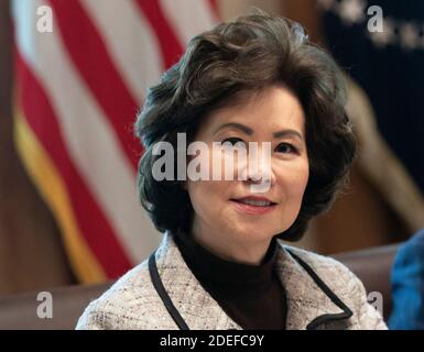 4 aprile 2019 - Washington, DC, Stati Uniti: Il Segretario dei Trasporti degli Stati Uniti Elaine Chao partecipa alla White House Opportunity and Revitalization Council Meeting alla Casa Bianca. Foto di Chris Kleponis / Polaris/pool/ABACAPRESS.COM Foto Stock