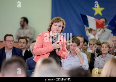 Nathalie Loiseau Capo della Lista rinascimentale LREM per le elezioni europee si riunisce a Chalon sur Saone, in Francia, il 19 aprile 2019. Foto di Julien Reynaud/APS-Medias/ABACAPRESS.COM Foto Stock