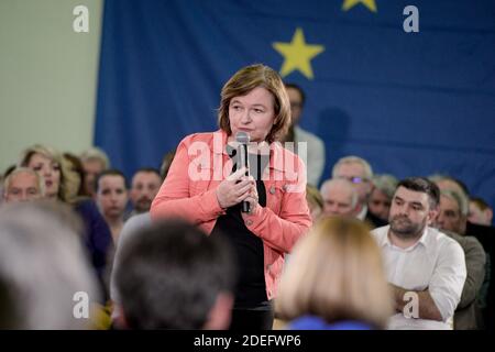 Nathalie Loiseau Capo della Lista rinascimentale LREM per le elezioni europee si riunisce a Chalon sur Saone, in Francia, il 19 aprile 2019. Foto di Julien Reynaud/APS-Medias/ABACAPRESS.COM Foto Stock