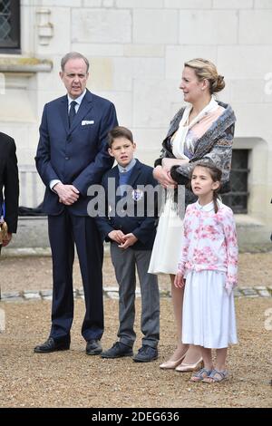 Il conte di Parigi, Jean d'Orleans, contessa di Parigi, la principessa Filomena d'Orleans e i loro figli, il principe Gaston e la principessa Antoinette presenziano ad una cerimonia per commemorare il 500° anniversario della morte del pittore e scienziato rinascimentale italiano Leonardo da Vinci al castello d'Amboise il 2 maggio 2019 ad Amboise, Francia. Foto di David Niviere/ABACAPRESS.COM Foto Stock