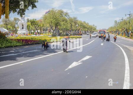 Bangkok si sta preparando per l'evento, il quartiere del Palazzo reale, l'incoronazione del Re di Thailandia, Rama X, sua Maha Vajiralongkorn Bodindradebayavarangkun, Bangkok, Thailandia. 2 maggio 2019. Foto di Loic Baratoux/ABACAPRESS.COM Foto Stock