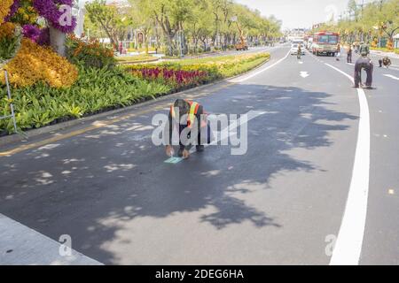 Bangkok si sta preparando per l'evento, il quartiere del Palazzo reale, l'incoronazione del Re di Thailandia, Rama X, sua Maha Vajiralongkorn Bodindradebayavarangkun, Bangkok, Thailandia. 2 maggio 2019. Foto di Loic Baratoux/ABACAPRESS.COM Foto Stock