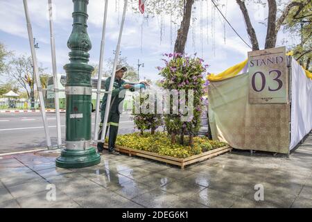 Bangkok si sta preparando per l'evento, il quartiere del Palazzo reale, l'incoronazione del Re di Thailandia, Rama X, sua Maha Vajiralongkorn Bodindradebayavarangkun, Bangkok, Thailandia. 2 maggio 2019. Foto di Loic Baratoux/ABACAPRESS.COM Foto Stock