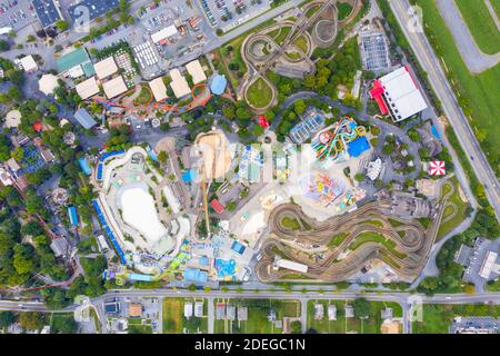 Vista aerea del parco divertimenti Hersheypark, Hershey, Pennsylvania, USA Foto Stock