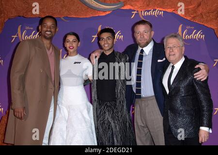 Will Smith, Naomi Scott, Mena Massoud, Guy Ritchie e Alan Menken partecipano alla prima Aladdin al cinema Grand Rex di Parigi, Francia, il 08 maggio 2019. Foto di Aurore Marechal/ABACAPRESS.COM Foto Stock