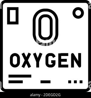 immagine vettoriale dell'icona dell'ossigeno a 02 linee dell'elemento chimico Illustrazione Vettoriale