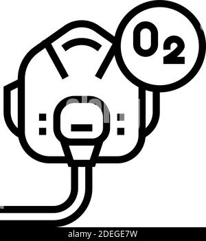 immagine vettoriale dell'icona della linea della maschera facciale dell'ossigeno pilota Illustrazione Vettoriale