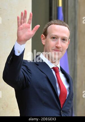 Mark Zuckerberg, CEO di Facebook, lascia Elysee Palace, Parigi, Francia il 10 maggio 2019. Foto di Christian Liegi/ABACAPRESS.COM Foto Stock