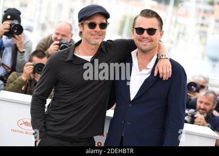 Brad Pitt, Leonardo DiCaprio posa durante la fotocellula di una volta a Hollywood come parte del 72esimo Festival annuale del Cinema di Cannes il 22 maggio 2019 a Cannes, Francia. Foto di David Niviere/ABACAPRESS.COM Foto Stock