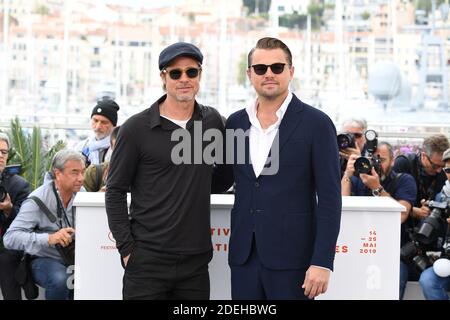 Brad Pitt, Leonardo DiCaprio posa durante la fotocellula di una volta a Hollywood come parte del 72esimo Festival annuale del Cinema di Cannes il 22 maggio 2019 a Cannes, Francia. Foto di David Niviere/ABACAPRESS.COM Foto Stock