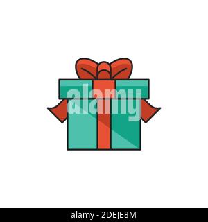 Icona della confezione regalo, colore, linea, simbolo vettoriale, pittogramma lineare isolato su bianco. Simbolo, illustrazione del logo. Illustrazione Vettoriale