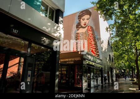 Murale senza titolo dall'artista di strada Hush, come parte della mostra all'aperto di Street art 'Boulevard Paris 13' a Parigi, Francia, il 13 giugno 2019. Foto di Denis Prezat/Avenir Pictures/ABACAPRESS.COM Foto Stock