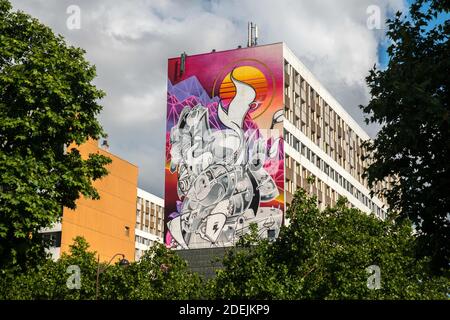 Murale intitolato "un Daze" dell'artista di strada Hownosm, come parte della mostra all'aperto di Street art "Boulevard Paris 13" a Parigi, Francia, il 13 giugno 2019. Foto di Denis Prezat/Avenir Pictures/ABACAPRESS.COM Foto Stock