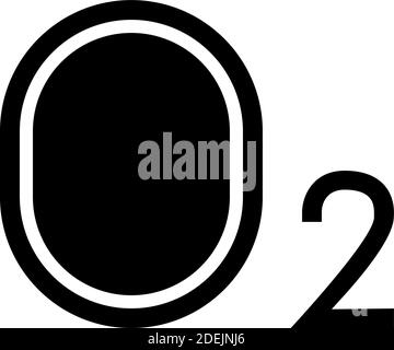 illustrazione del vettore dell'icona glifo dell'ossigeno o2 Illustrazione Vettoriale