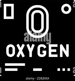elemento chimico ossigeno 02 icona glifo illustrazione vettoriale Illustrazione Vettoriale
